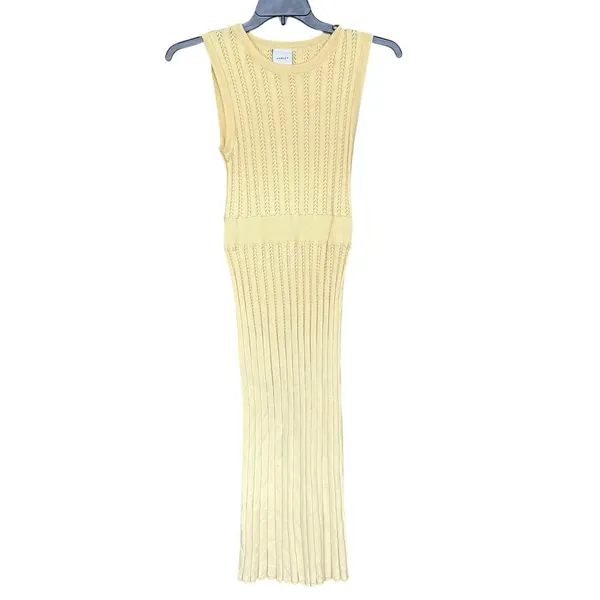 Varley 100% Cotton Yellow Florian Knit Maxi Dress Size Small - Image 2