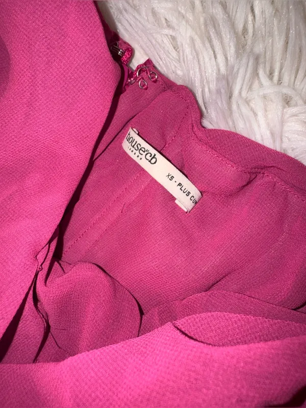NWOT HOUSE OF CB Teia Satin Georgette Draped Corset Midi Dress Hot Pink XS - Image 8