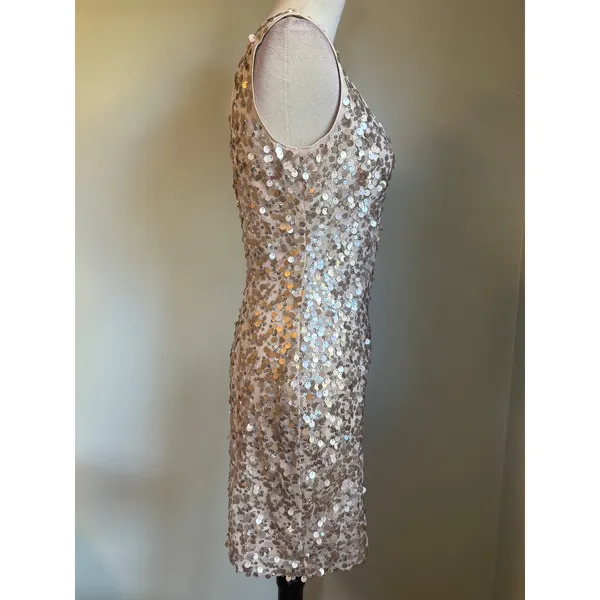GUESS Champagne Sequin Sleeveless Mini Cocktail Dress glam‎ Y2K bling party 4 - Image 5