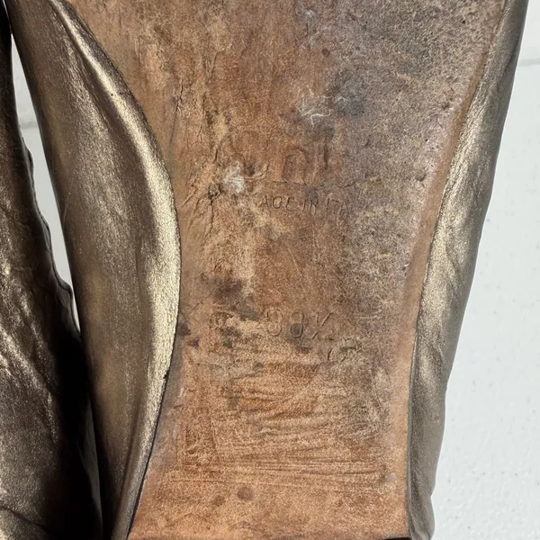 Chloe 38.5 US 8.5 Ballet Flats Lauren Scalloped Metallic Bronze Leather Shoes‎ - Image 12