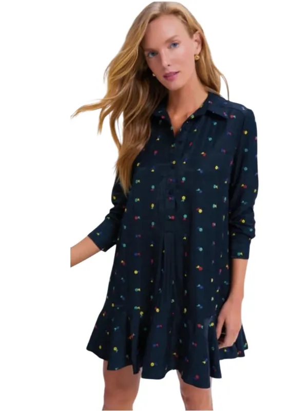 Tuckernuck Callahan Shirt Dress Navy Blue Embroidered Size Medium NWT - Image 2