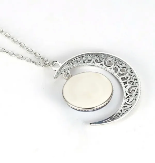 Galaxy & Silver Moon Dangle Pendant Necklace - Image 4