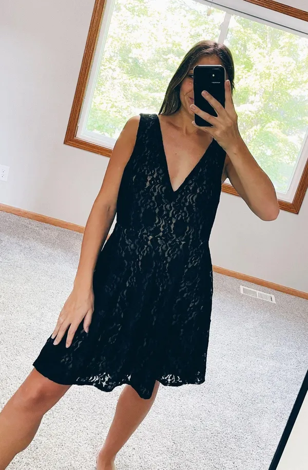 BCBG Maxazria Black Lace Dress - Size Large - Image 3