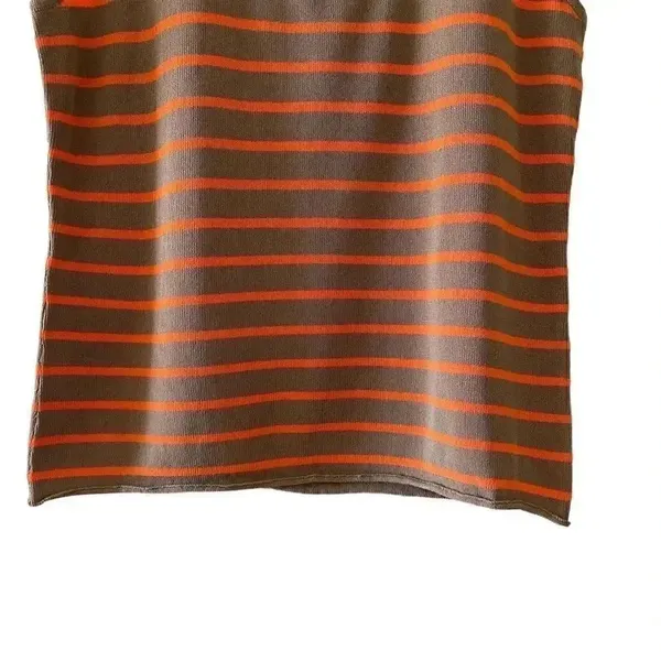 Zara Womens Brown Orange Viscose Stripes Knit Layering Tank Top SZ M # 1168 - Image 3