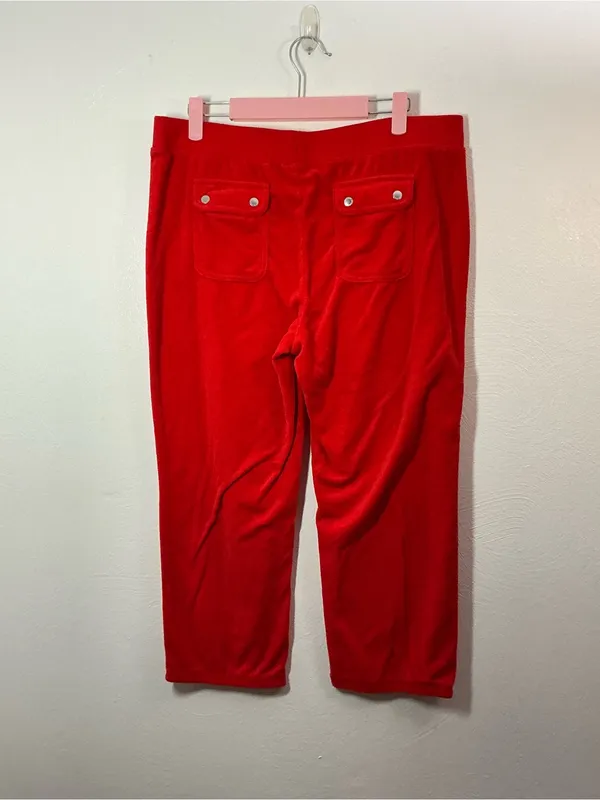 Juicy Couture Red Terry Drawstring Capri Sweatpants Size Large - Image 2