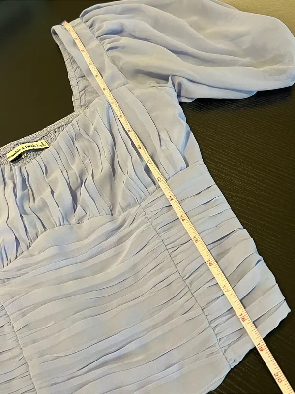 Abercrombie‎ & Fitch Blue Puff Sleeve Top Small - Image 9