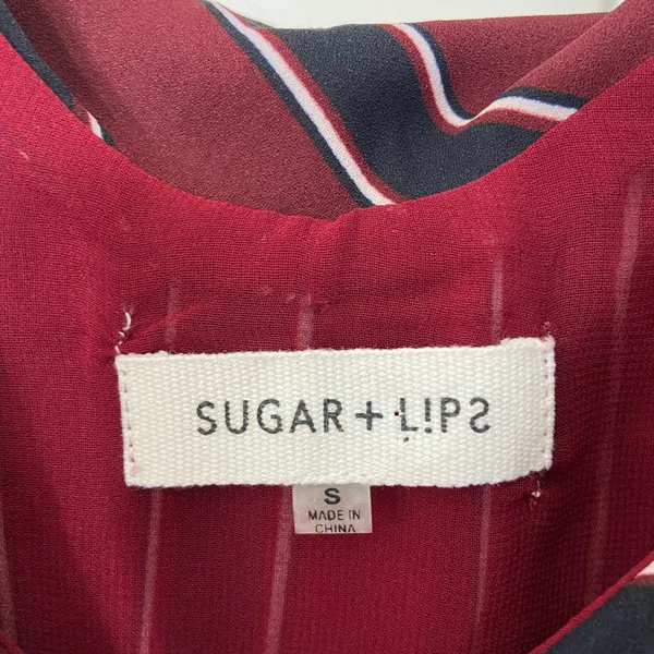 Sugar + Lips women’s maroon navy cowl neck sleeveless‎ lined layered blouse tank - Image 3