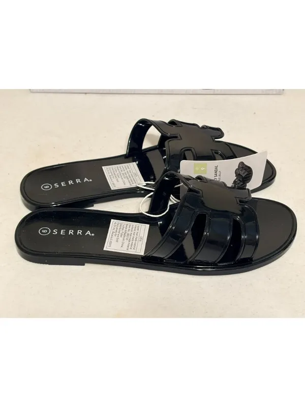 New NIB Serra Black Women's Jelly Flat Slide Sandals Size 9 - Image 2