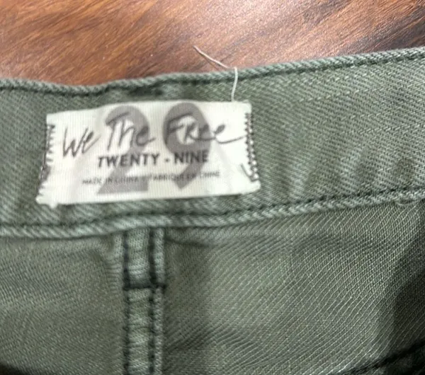 We The Free Good Vibrations Army Green Denim Short Size 29 - Image 3