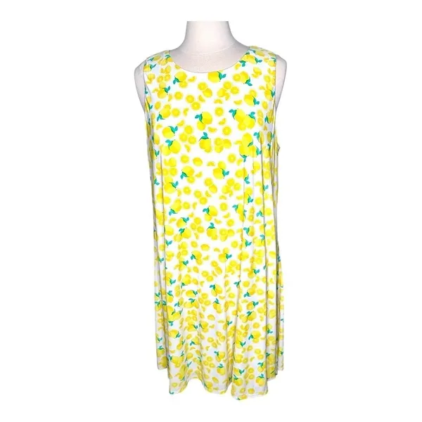 Pappagallo Shift Dress Womens XL Yellow‎ Lemon Print Sleeveless Summer Mini - Image 9