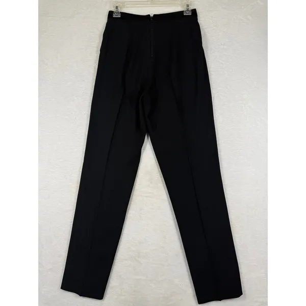Alice + Olivia‎ Black High Rise Pleated Straight Leg Trousers Back Zip Career 4 - Image 9