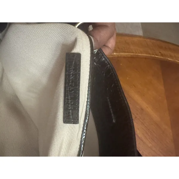Ann Taylor Black Croc Embossed Leather Purse Silver Hardware - Image 12