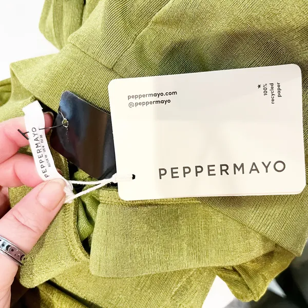 Peppermayo Wrap Tie Crop Bra Top and High Rise Flare Pants Matching Set Green 6 - Image 3