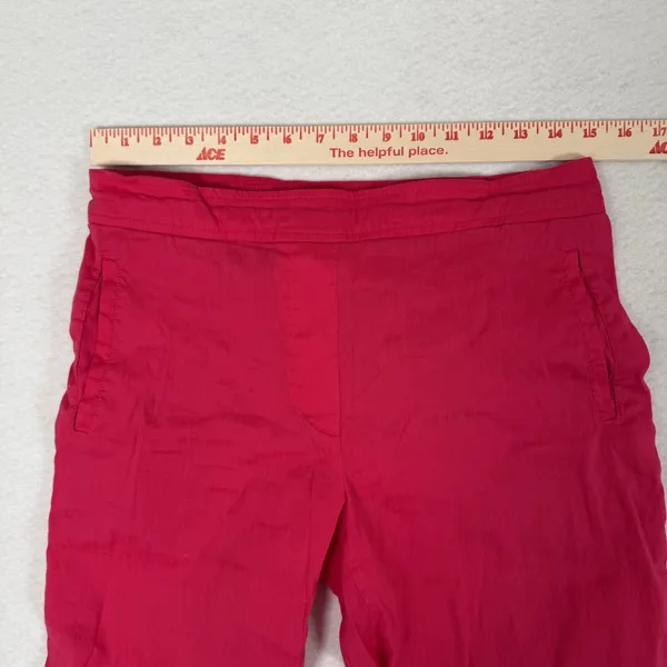 Anthropologie Cartonnier Linen Crop Wide Leg Pants Small Pink Mid Rise Pull On - Image 4