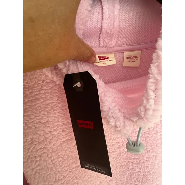 Levis Size XL Womens Pink Sherpa Fleece Pullover Jacket - Image 4