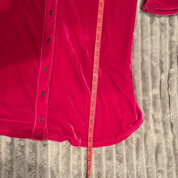 Entro Hot Pink‎ Velvet Button-Down Tunic Shirt Dress – Sz Small – Boho - Image 5