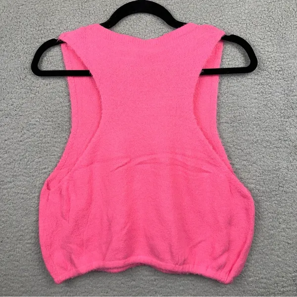 Free People x Intimately FP Top Womens Large Pink Warm Fluff Crop Top Y2K Knit - Image 4
