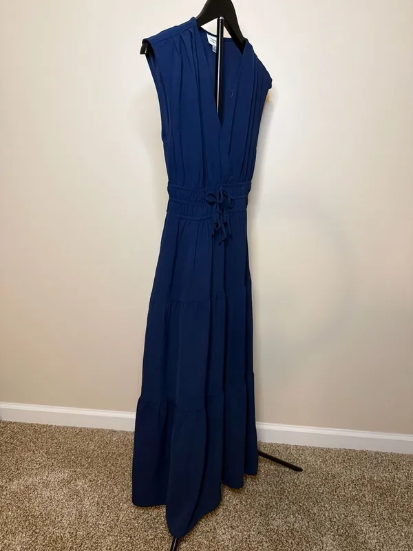 Tahari‎ Arthur S. Levine Navy Blue Sleeveless Tiered Maxi Dress Size XS - Image 4