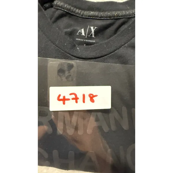 Armani Exchange Womens Black Tonal Logo Graphic Short Sleeve T-Shirt Size S - Image 4