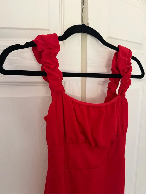 Lulu's Tayla Red Sleeveless Ruched Column Maxi Dress Long Dress Party Size Small - Image 6