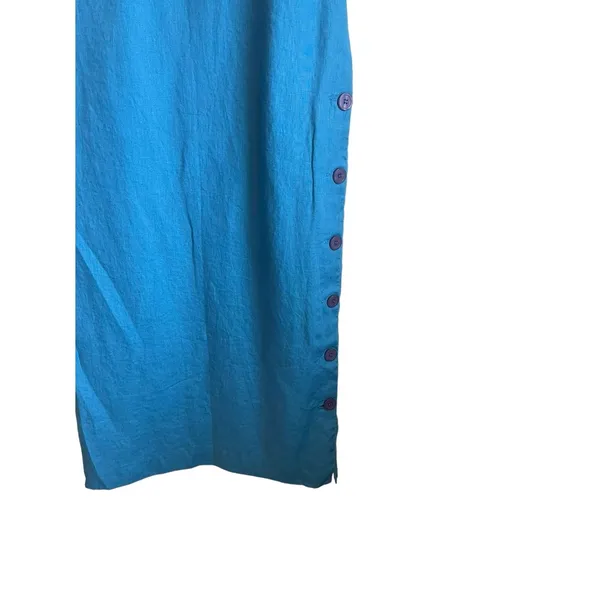 VTG Talbots‎ Women Irish Linen Midi Dress 4 Blue Sheath Career Timeless Classic - Image 6