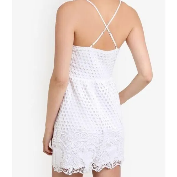 Abercrombie & Fitch Womens S Crochet Mini‎ Dress Sleeveless White Boho Whimsy - Image 6