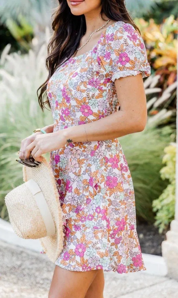 Pink Lily Floral Mini Dress - Image 2