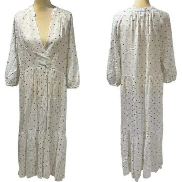 Anthropologie Augustine Tiered Sheer Maxi Dress Milk Maid Cottagecore Feminine L - Image 3