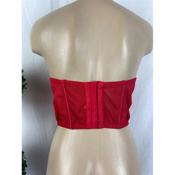Victoria’s Secret Red Satin Strapless Longline Underwire Bra 36C - Image 2