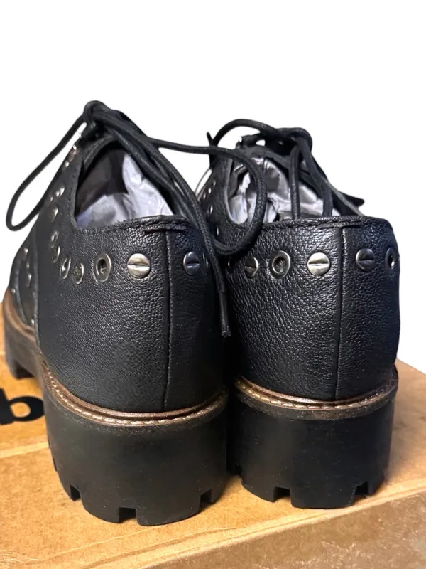 oobash Black Lucy 1990 Repro Leather Studded Lace Up Chunky Platforms Sz 10 $150 - Image 7