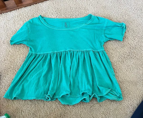 Free People Short sleeve dark teal babydoll top never worn - Image 2