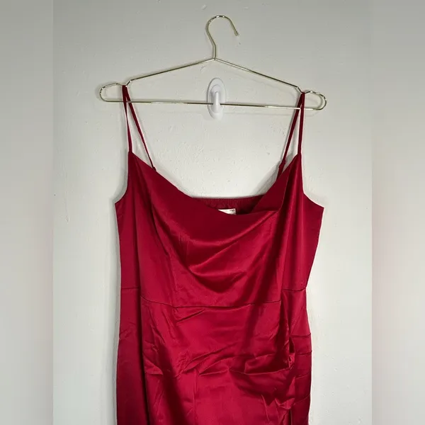 Unbranded Red Satin Cowl Neck Slip Dress - Size 2X - Image 4