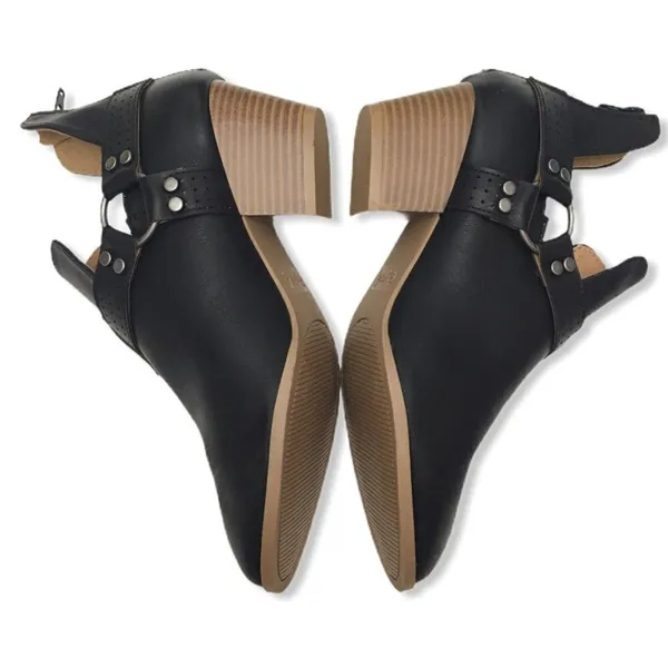 Qupid Black Pointed Toe Cut-out Ankle Booties - Image 5
