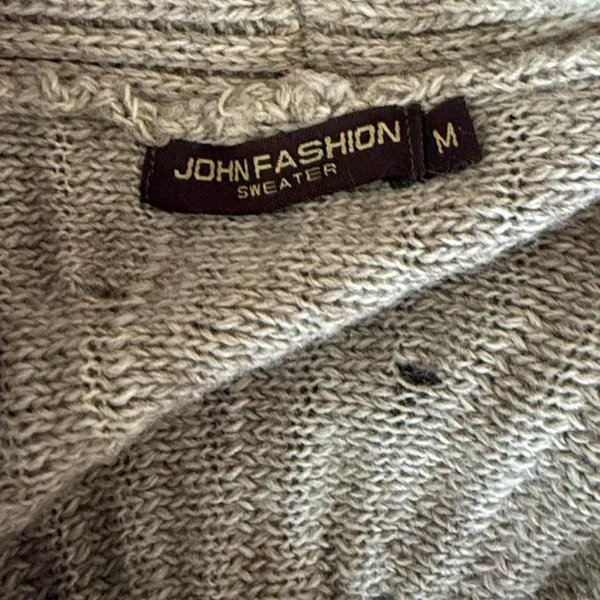 Wool Knit Ruffle Cardigan Gray Size M - Image 6