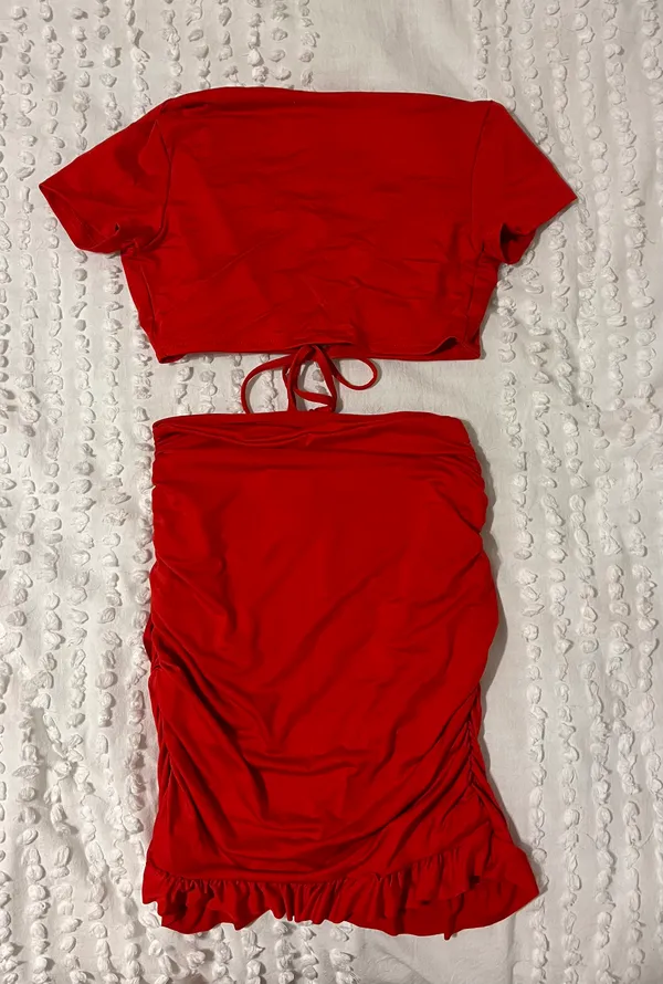 Red Two Piece Set Size XS - Image 3