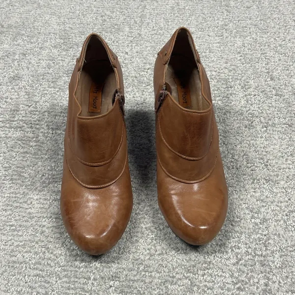 Miz Mooz Shoes Womens 7.5 Ankle Boots Booties Brown Leather Cone Heel Side Zip - Image 2