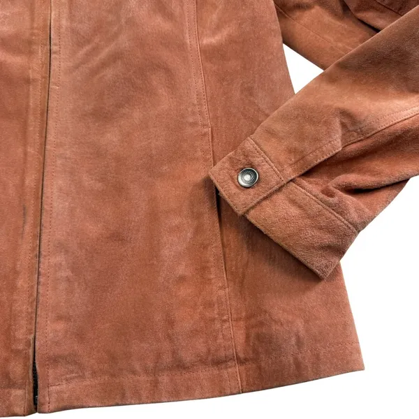 Chico's Women's Suede Leather‎ Jacket Zip Front Size Small Fitted Western Peachy - Image 4