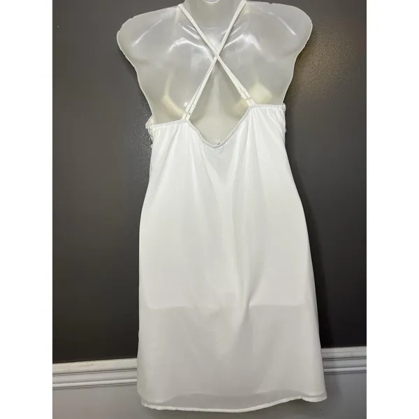 Naked Zebra Dress Womens Medium White Crochet Sweetheart Strappy Slip Sundress - Image 6