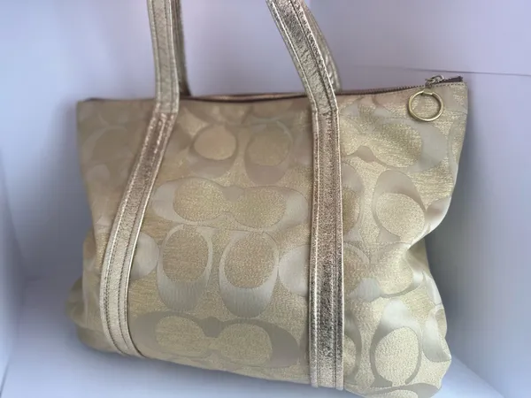 Coach Poppy Op Art Glam Tote Gold Metallic Ja Handbag - Image 7