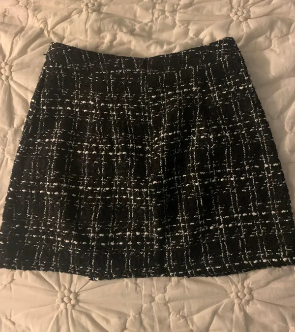 SheIn Black And White Plaid Tweed Skirt - Image 3