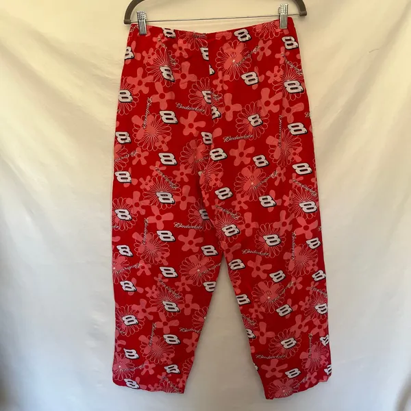 Vtg Y2K NASCAR Dale Earnhardt Jr Womens Lounge Pants Sz M Budweiser Floral #8 - Image 7