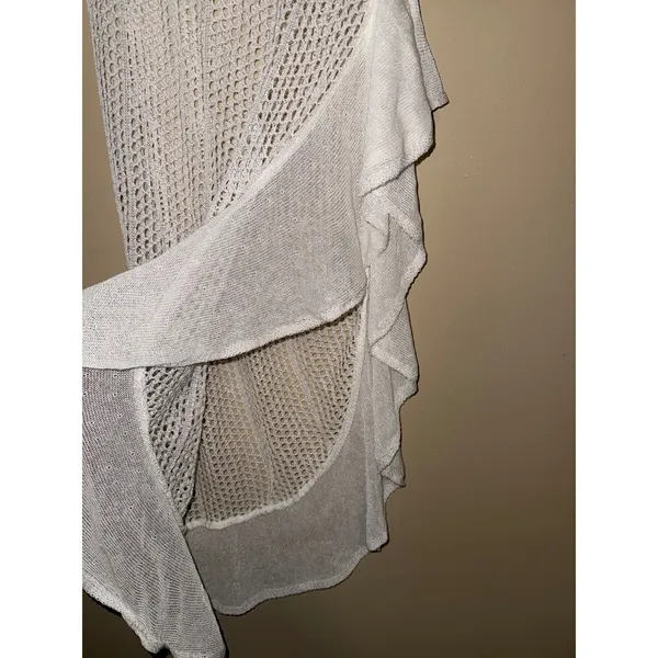 White Crochet Knit Ruffle Maxi Skirt Boho Beach Cover Up M Resort Festival Vaca - Image 2