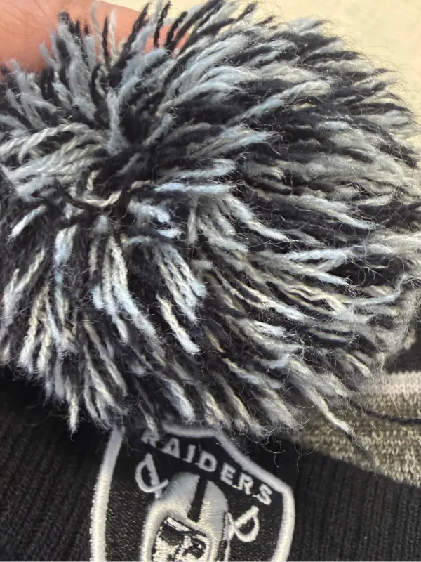New Era Adult Raiders Pom Beanie Hat - Gray & Black NFL One Size - Image 5