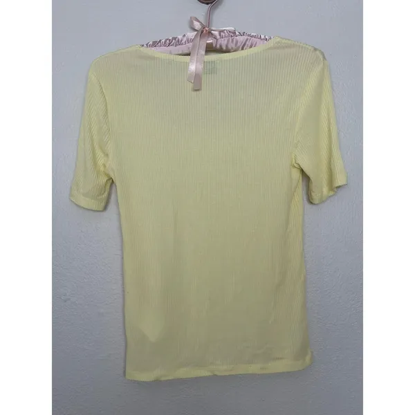 SCOTCH & SODA Fitted Ribbed Scoop-Neck T-Shirt Butter Yellow Square Neck - Image 8