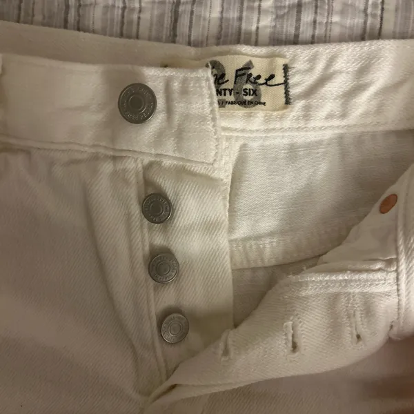 Free People White Denim Shorts Distressed - Image 4