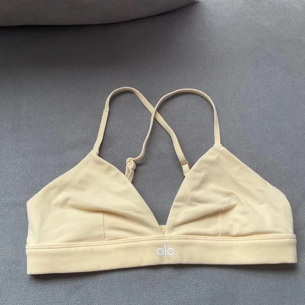 Alo Yoga Splendor Bra Candlelight Yellow/White S - Image 2