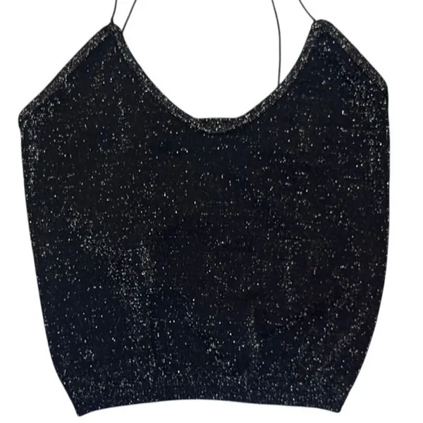 Free People Gold Sparkle Micro Brami Tank Festival Rave Whimsical Size XS/Small - Image 5
