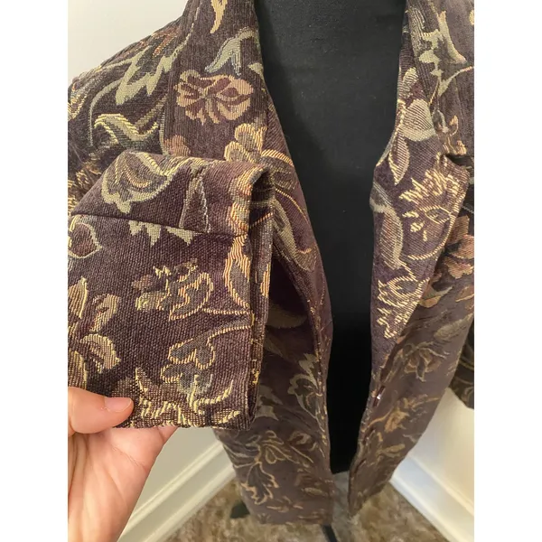 Vintage Robyne Faune Floral Tapestry Structured Jacket Cottagecore Boho Chic Brown Size M - Image 5