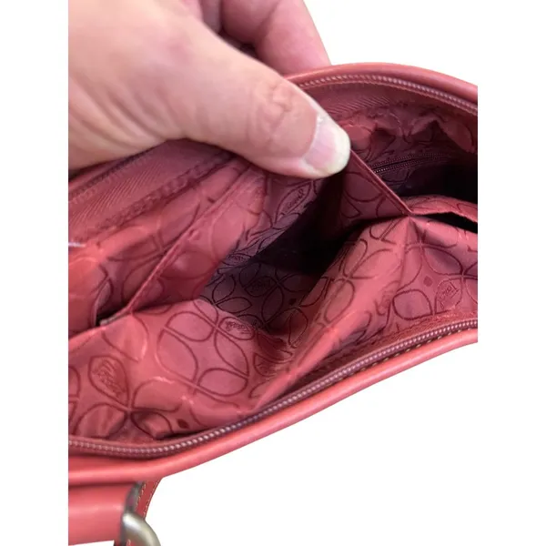 Fossil Vintage Womans Red Leather Handbag Clutch With Dual Handles SKU8148 - Image 15