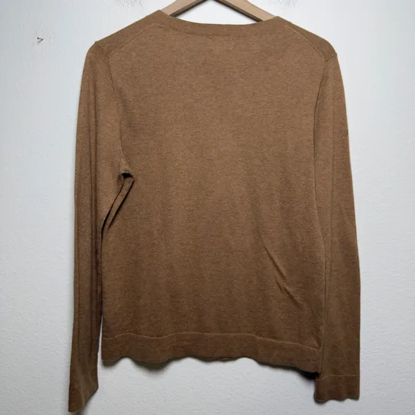 J. Crew Women 100% Cotton‎ Teddie Sweater Medium Brown Academia Preppy - Image 7